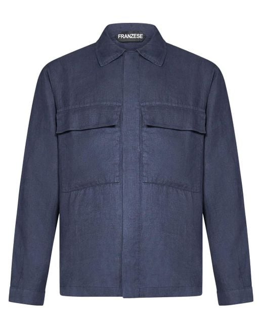 Camisa de lino Franzese Collection de hombre de color Blue