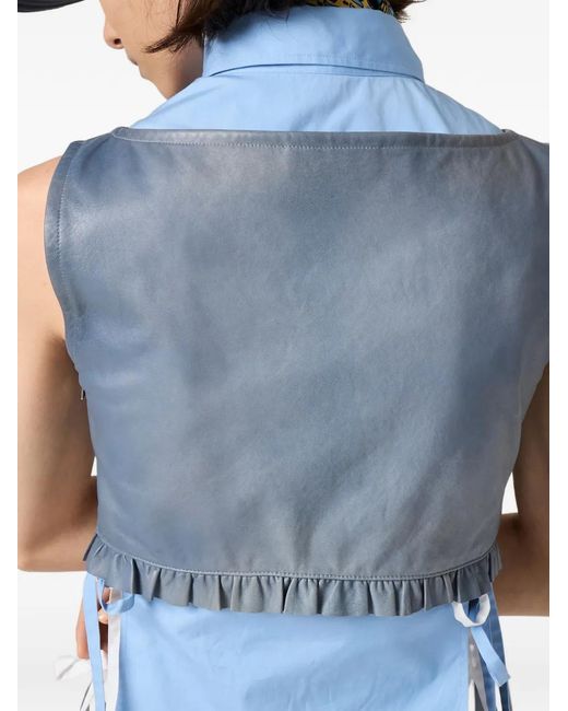 Miu Miu Blue Nappa-Leather Top