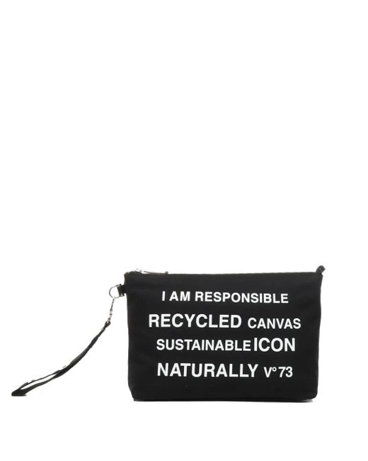 V73 Black Logo-Print Clutch Bag