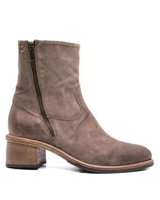 KING TARTUFOLI Brown 55Mm Zip-Detail Block-Heel Boots
