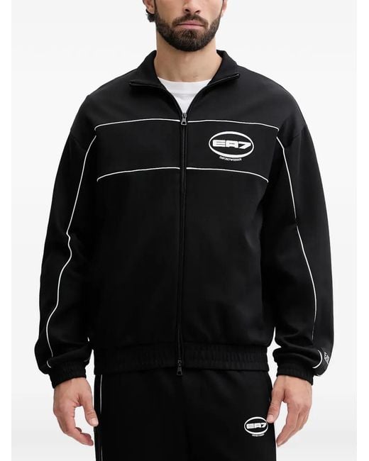EA7 Black Logo Stripe Jacket for men