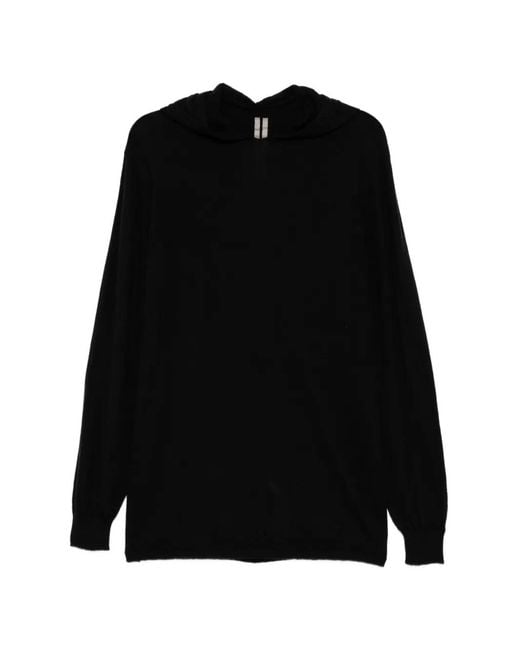 Rick Owens Black Knit Hoodie for men