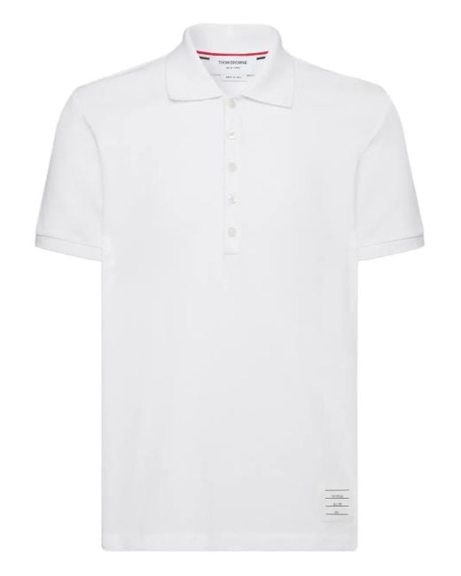 Thom Browne White Button-Placket Polo Shirt for men