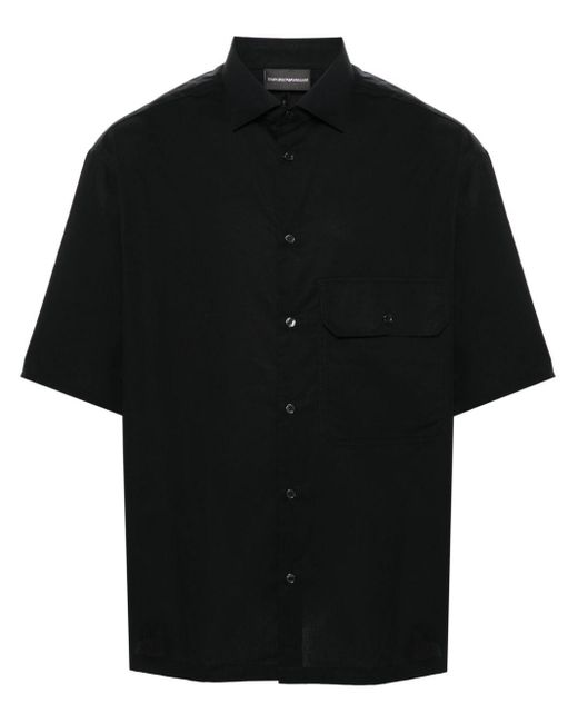 Camicia con colletto ampio di Emporio Armani in Black da Uomo