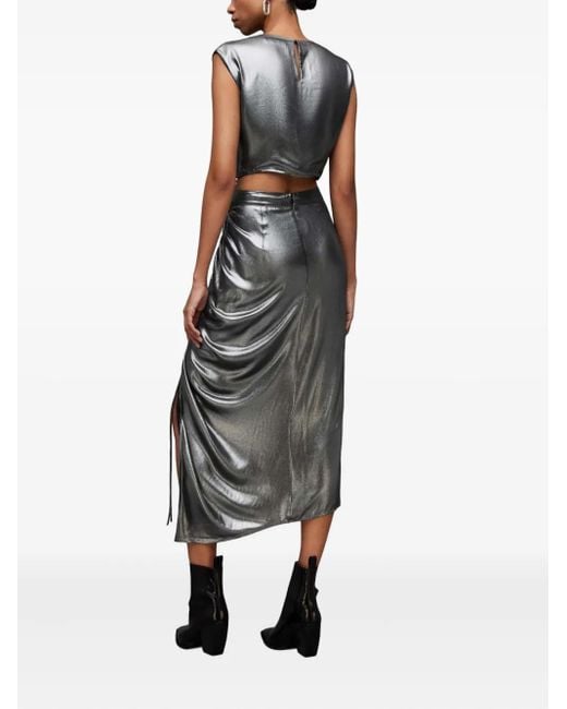 AllSaints Black Carla Side-Split Drawstring Skirt