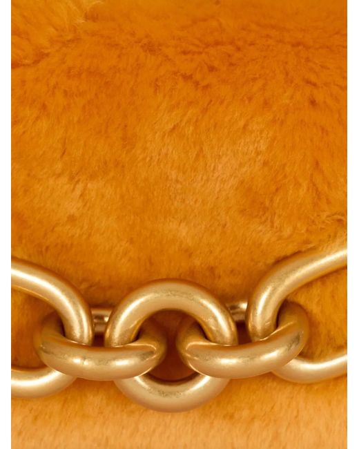 Balmain Orange Mini Sync Tote Bag Aus Shearling