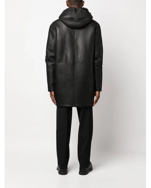 Tagliatore Black Wilson Hooded Shearling Coat for men