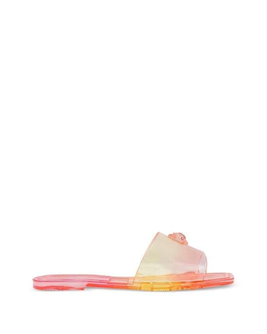 Kurt Geiger Pink Maddison Eagle-Head Flat Sandals