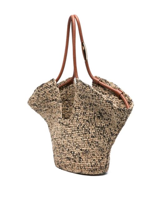 Zimmermann Natural Leather-Handle Woven Beach Bag