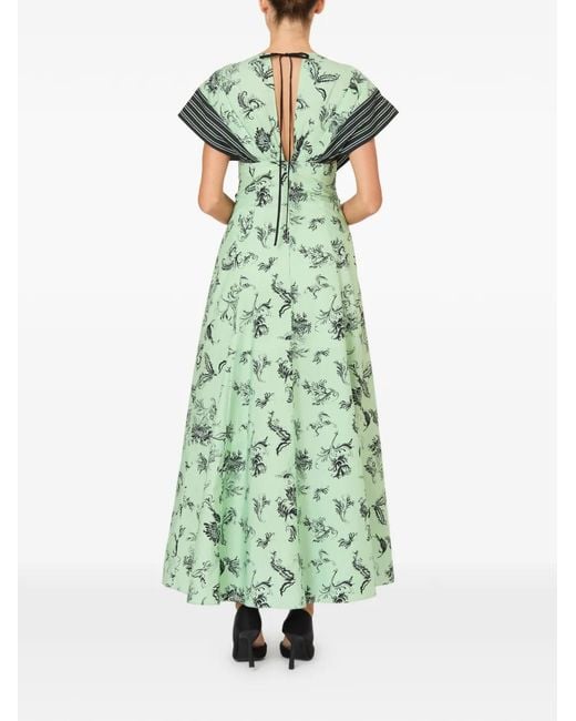Rosie Assoulin Green Floral Midi Dress