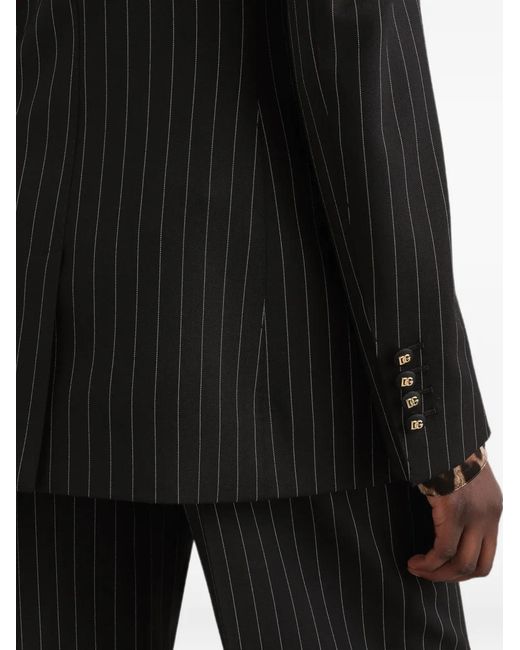 Dolce & Gabbana Black Pinstriped Single-Breasted Blazer