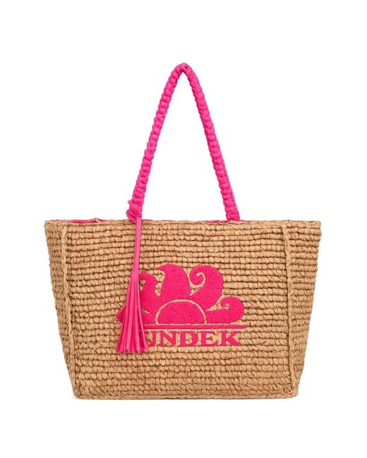 Sundek Pink Logo-Embroidered Tassel-Detail Tote Bag