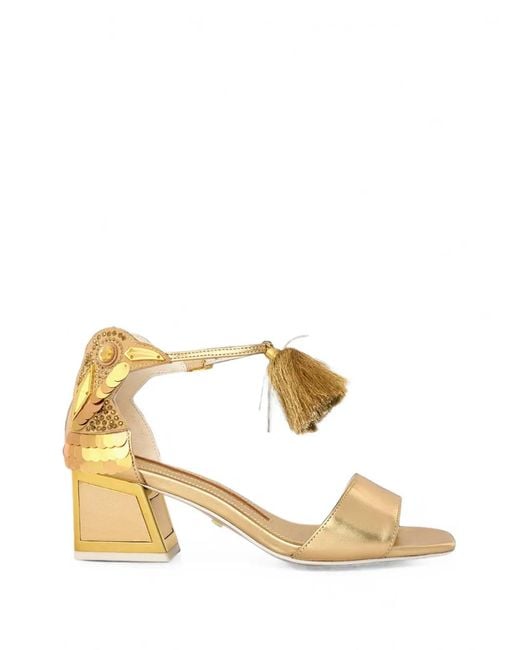 Kat Maconie Metallic Kay Embellished Tassel Sandals