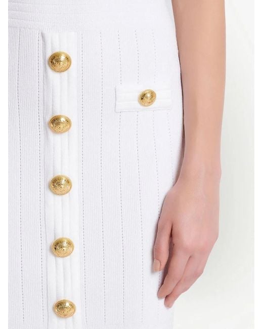 Robe En Maille À Coupe Courte Balmain en coloris White