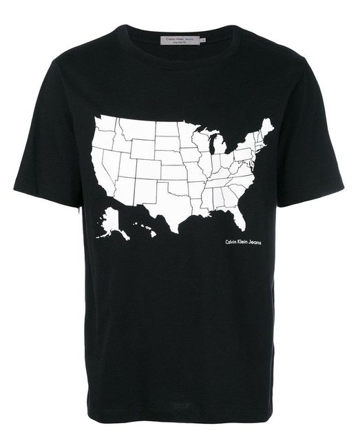 Calvin Klein Jeans Blue Map Print T-shirt for men