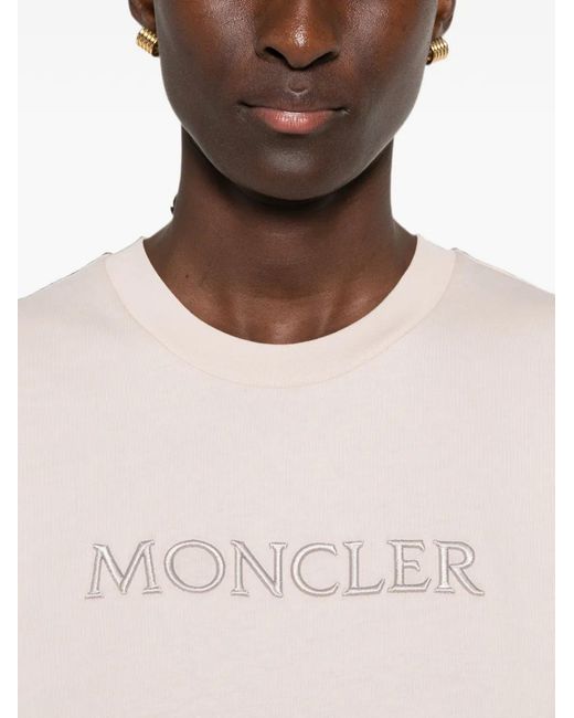 Moncler Pink Logo-Embroidered T-Shirt