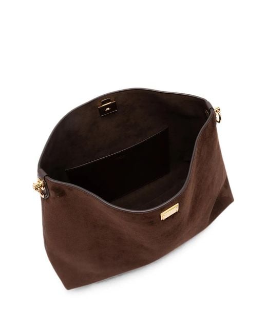 Dolce & Gabbana Brown Large Vittoria Suede Cross Body Bag
