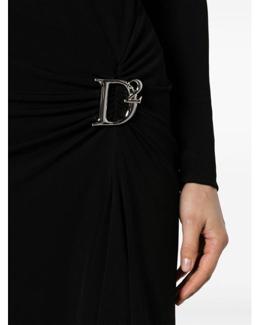 DSquared² Black Statement Logo-plaque Midi Dress