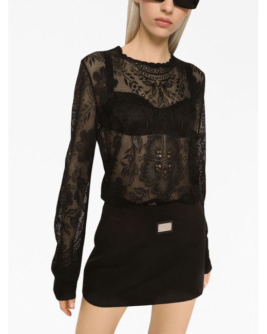 Dolce & Gabbana Logo-plaque High-waisted Miniskirt in het Black