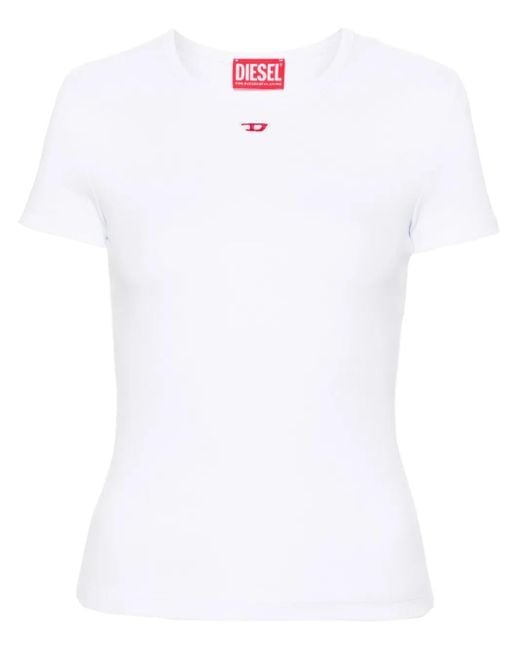 DIESEL White T-Shirt Mit Logo-Patch