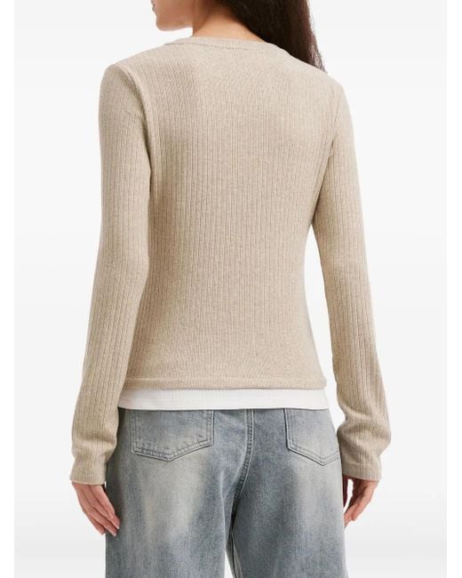 B+ AB Natural Buttoned Ribbed Top