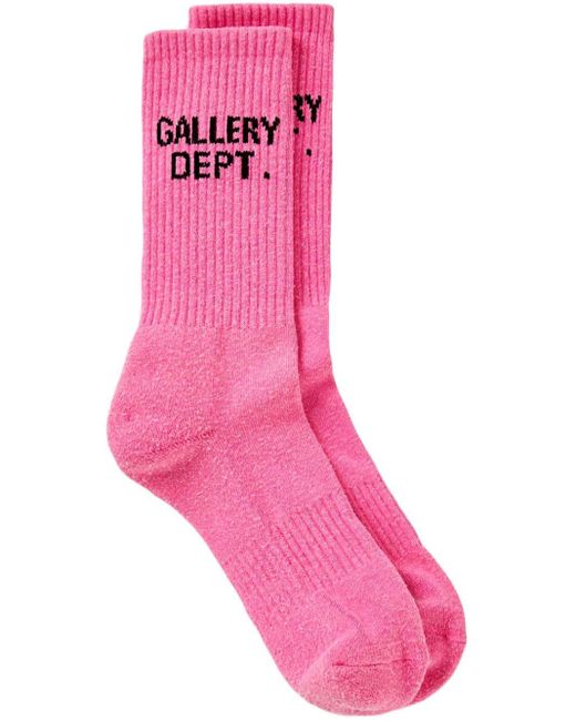 メンズ GALLERY DEPT. Clean ロゴ インターシャ 靴下 Pink