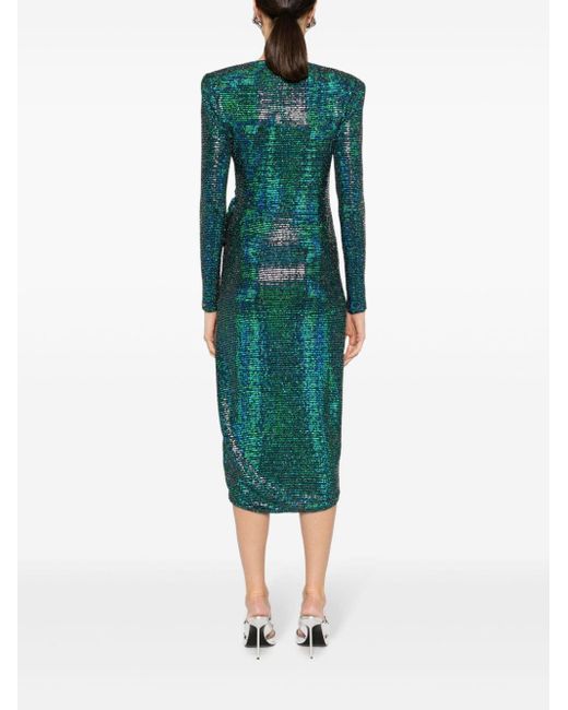 Nissa Green Kleid im Metallic-Look mit Rüschendetail