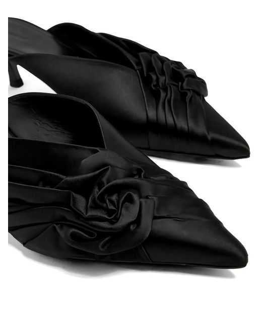 Givenchy Black Twist Rose-Detail Mules