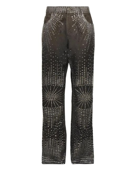 The Attico Gray Rhinestone-Embellished Jeans