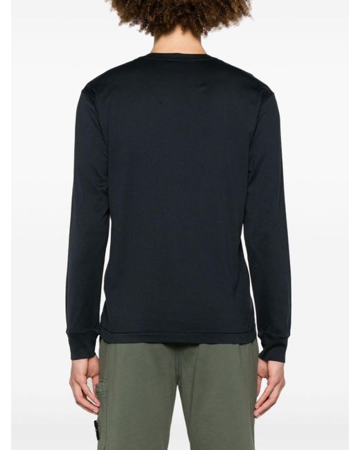 Stone Island Green Compass-patch Long-sleeve T-shirt for men