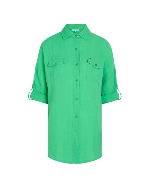 Melissa Odabash Green Elena Button-Up Shirt