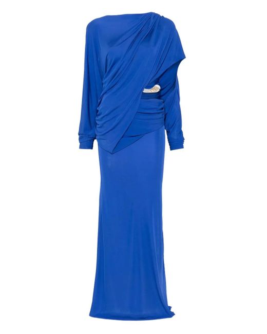 Christopher Esber Encased Nature Gedrapeerde Asymmetrische Jurk in het Blue