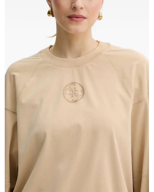 Guess Natural Logo-Embellished Round-Neck Sweatshirt
