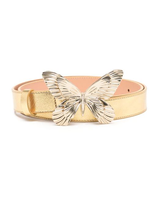 Blumarine Natural Butterfly-motif Leather Belt