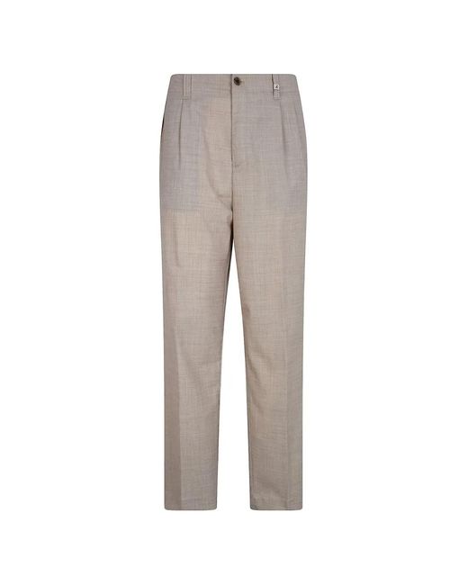 Myths Gray Pleated Slub-Texture Trousers for men