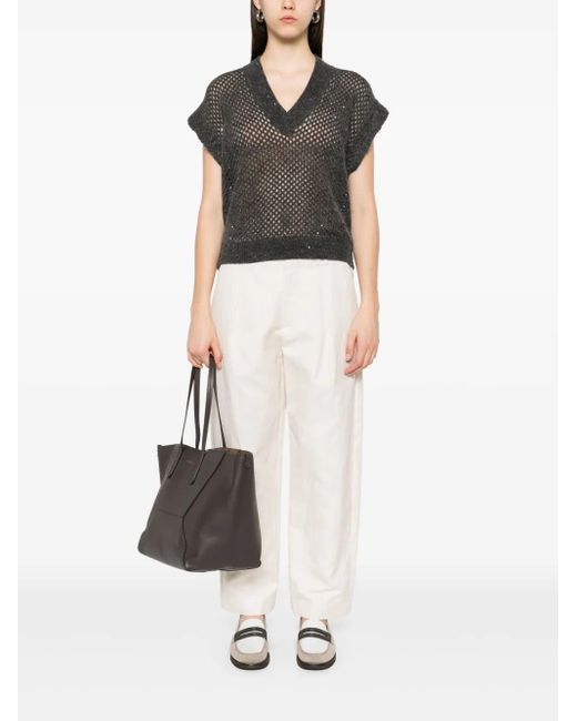 Brunello Cucinelli Black V-Neck Top