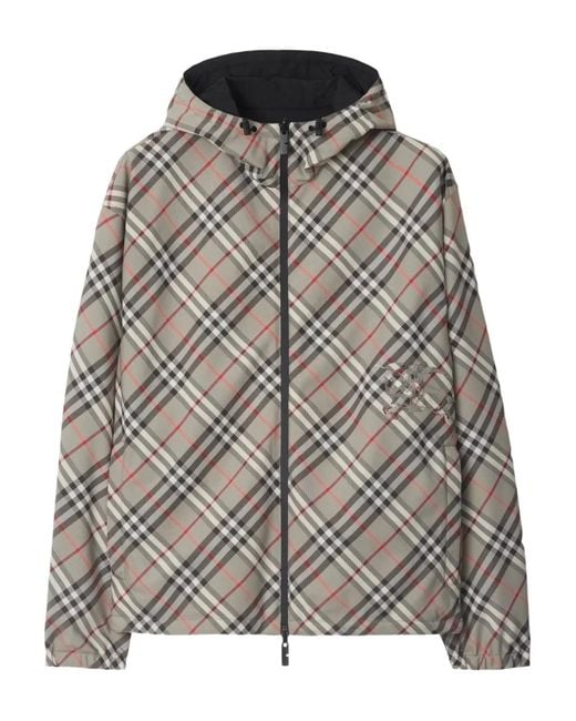 Burberry Gray Reversible Check Jacket for men