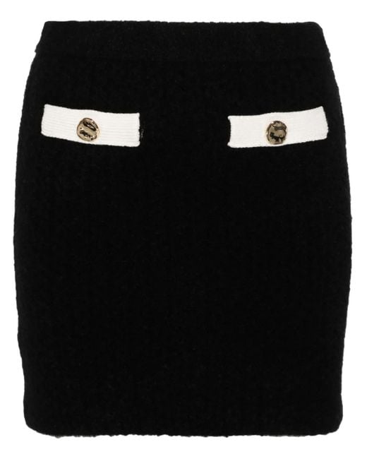 Self-Portrait Black Wool Blend Mini Skirt