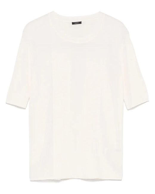 Joseph White Ribbed-Knit T-Shirt