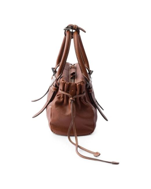Prada Brown Small Karin Buckled Leather Tote Bag