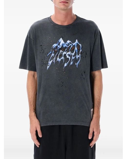 Satisfy Gray Graphic-Print Distressed T-Shirt for men