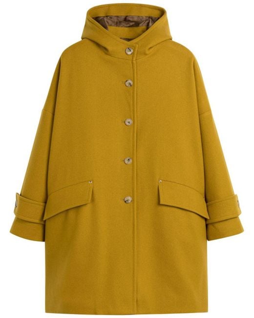 Mackintosh Yellow Hooded Wool-Blend Overcoat