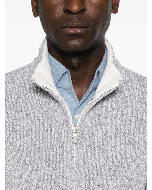Gran Sasso Gray Zip-Up Marl-Knit Cardigan for men