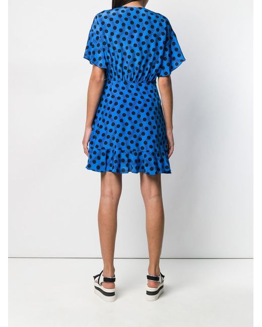 KENZO Silk Polka Dot Mini Dress in Blue - Save 63% - Lyst