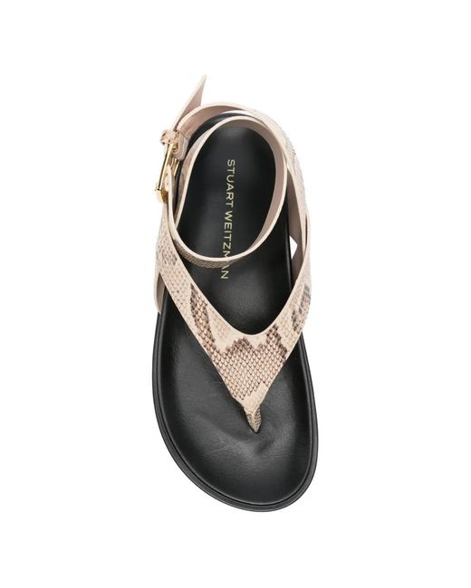 Stuart Weitzman White Sandales Marykate À Effet Peau De Serpent