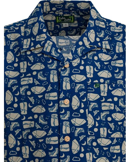 Montbell Blue Buttoned Pattern Shirt for men