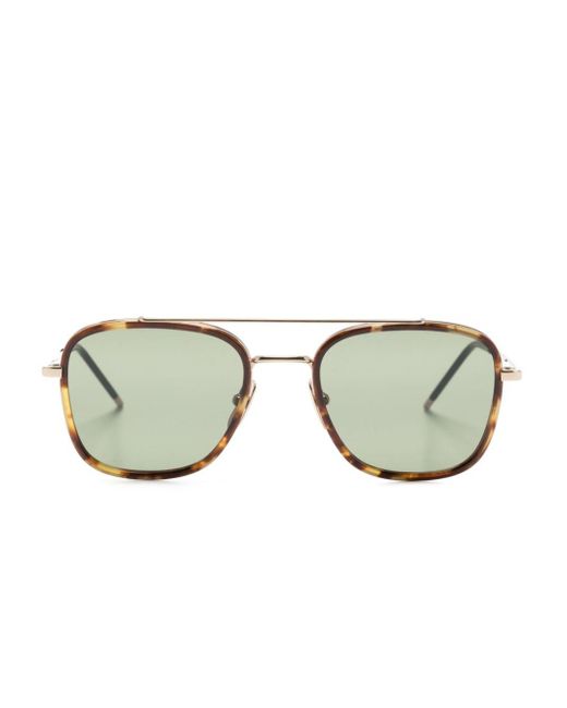 Thom Browne Brown Tortoiseshell-detailed Pilot-frame Sunglasses