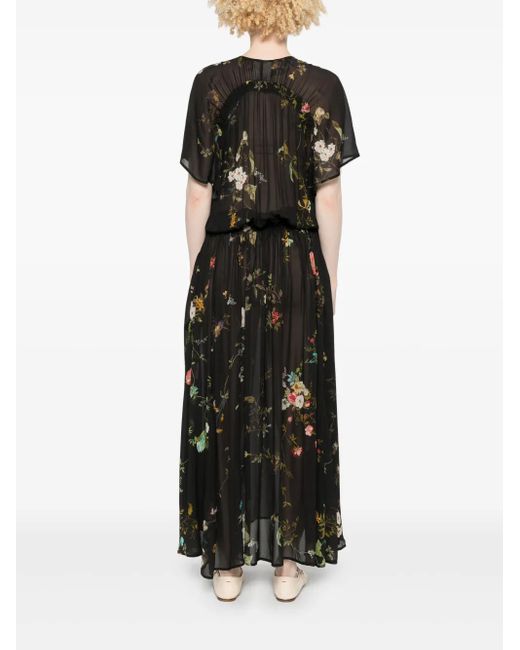 Semicouture Black Floral Maxi Dress