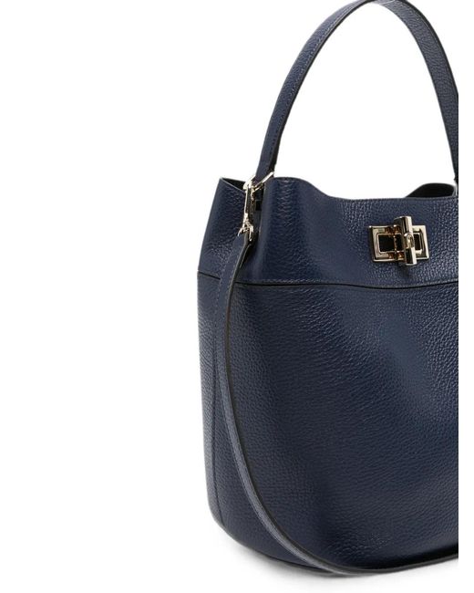 Furla Blue Amelia Twist-Lock Bucket Bag