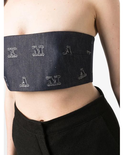 Max Mara Blue Maxmaragram Jacquard Crop Top